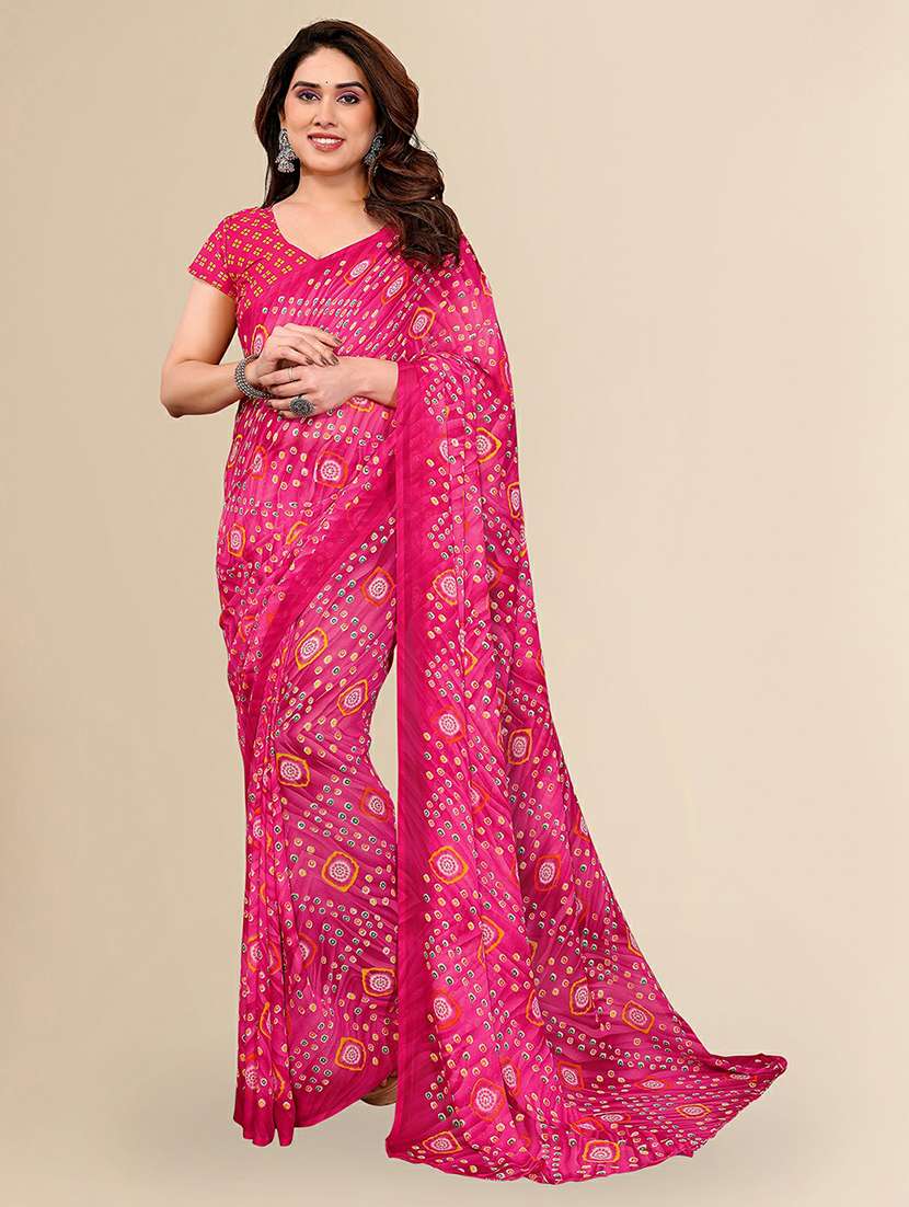 women printed casual wear saree with blouse