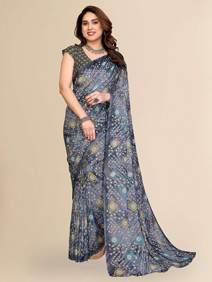 women printed casual wear saree with blouse