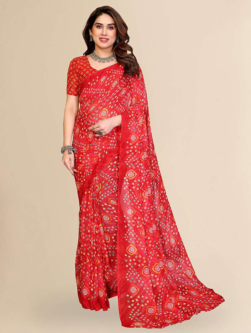 women printed casual wear saree with blouse
