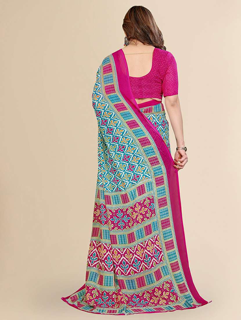 women printed casual wear saree with blouse - 22384190 -  Standard Image - 3