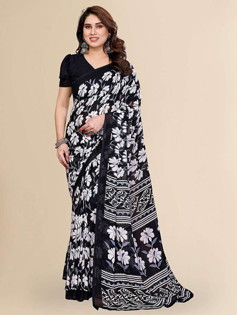women printed casual wear saree with blouse