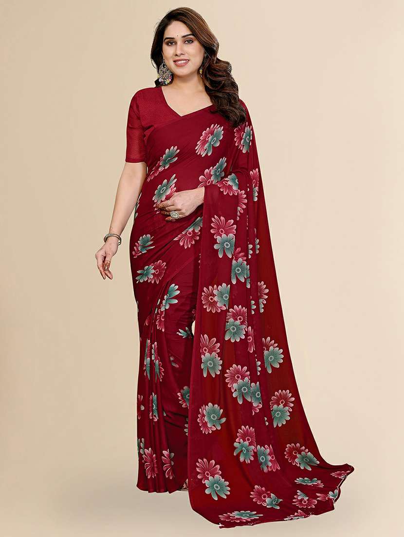 women printed casual wear saree with blouse