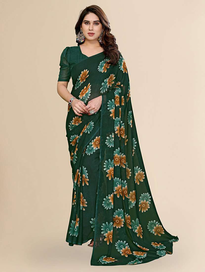 women printed casual wear saree with blouse