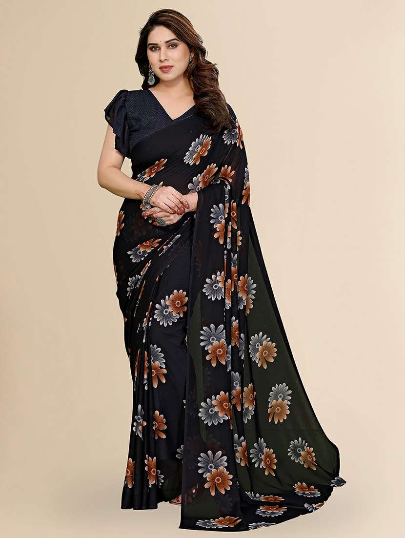 women printed casual wear saree with blouse