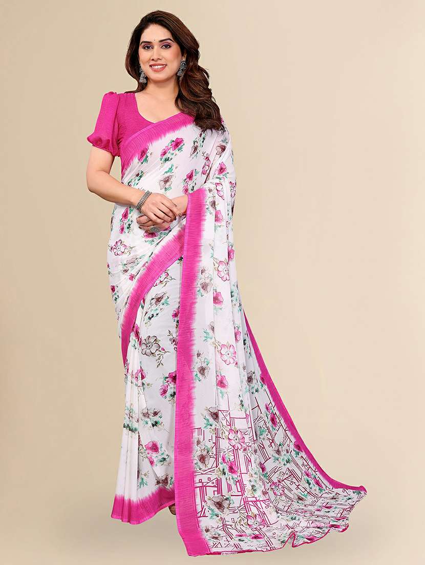 women printed casual wear saree with blouse