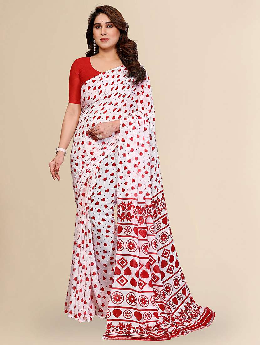 women printed casual wear saree with blouse