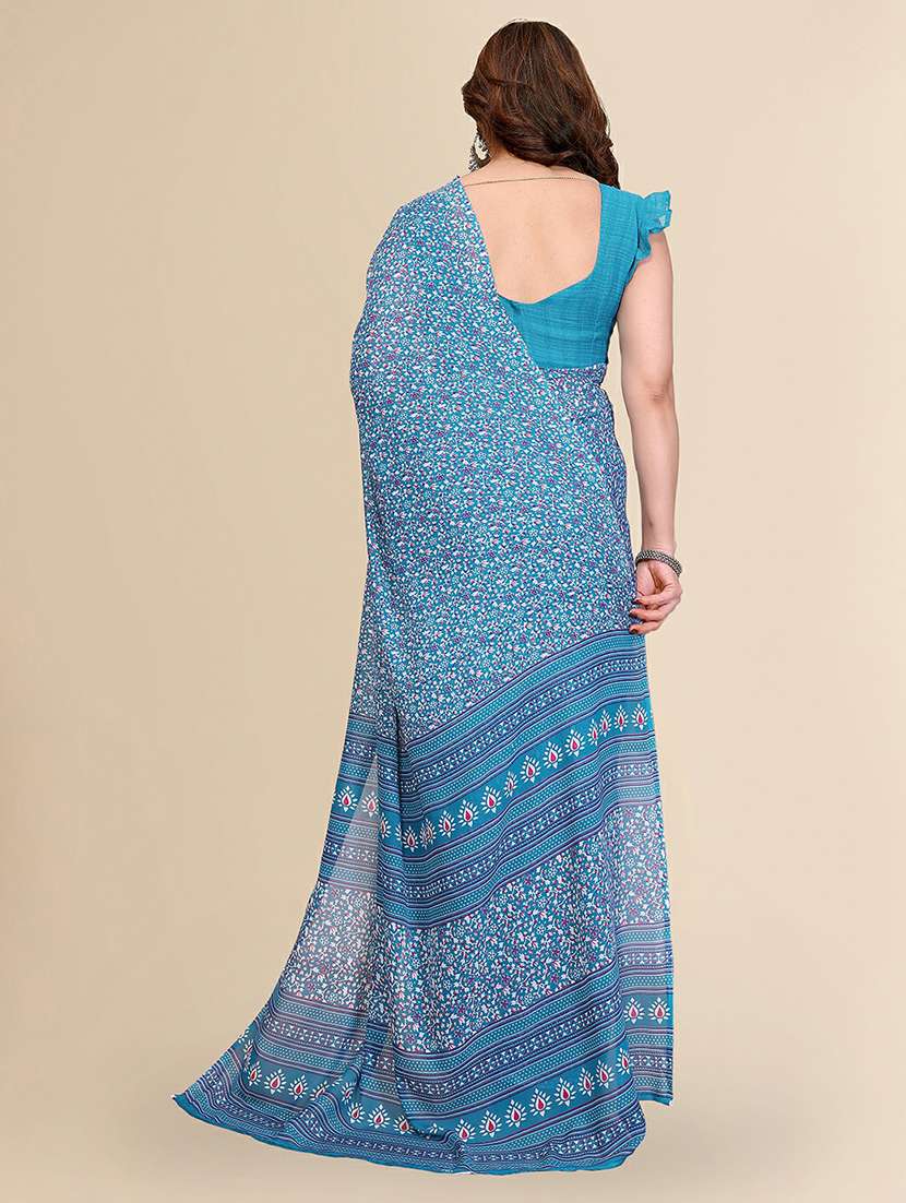 women printed casual wear saree with blouse - 22384215 -  Standard Image - 3