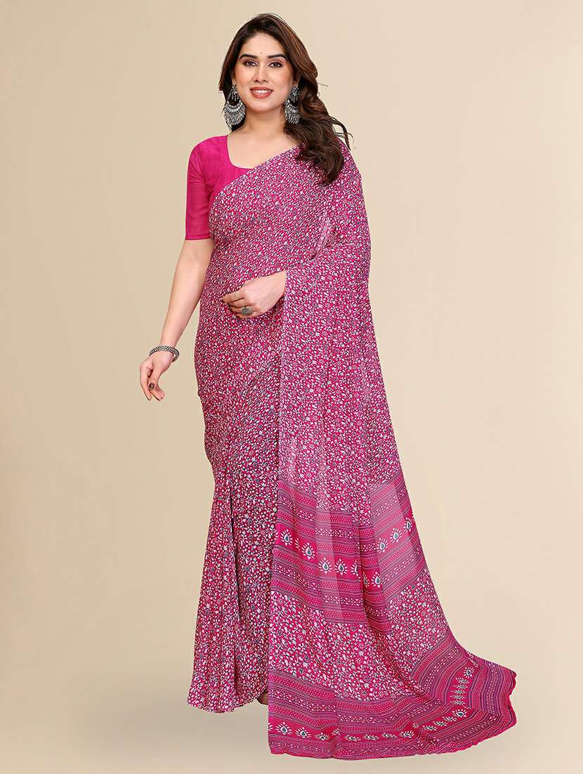 women printed casual wear saree with blouse
