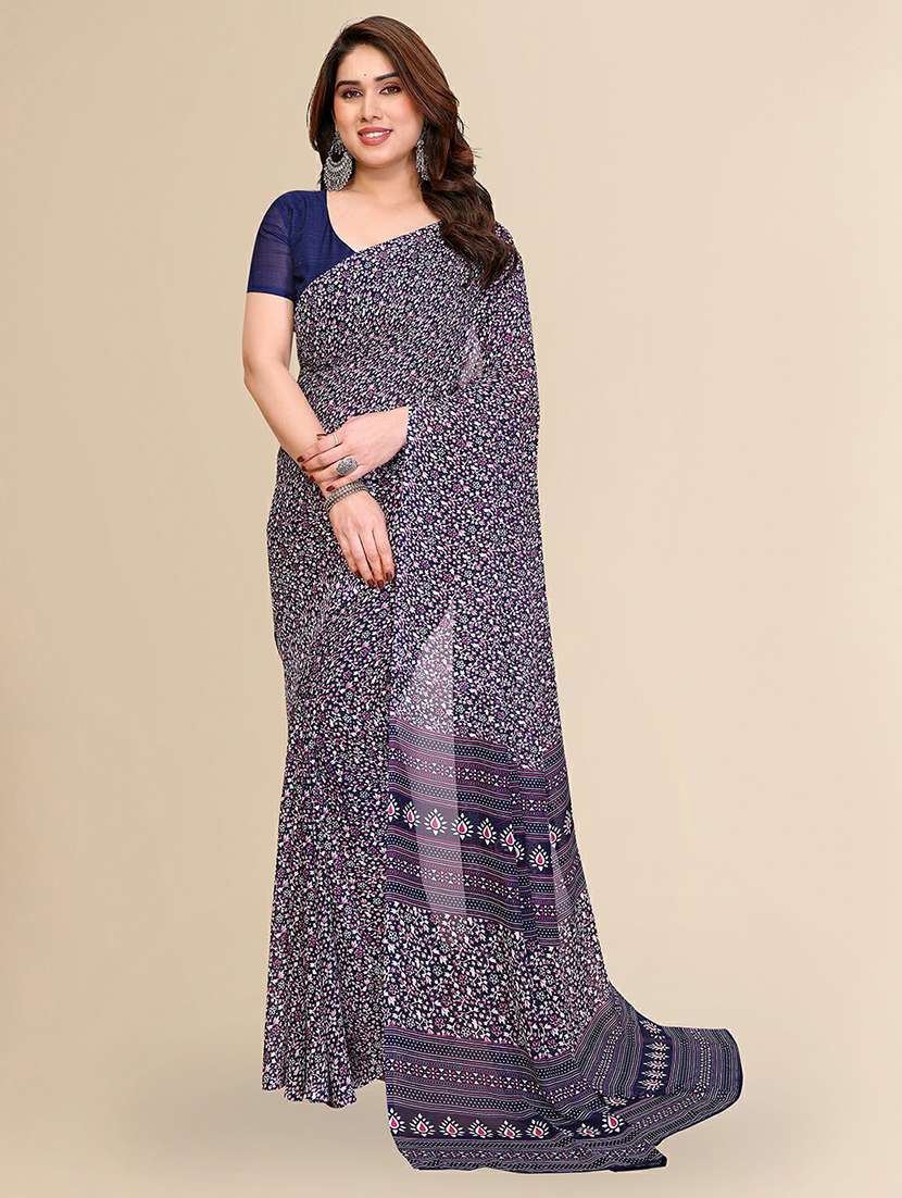 women printed casual wear saree with blouse