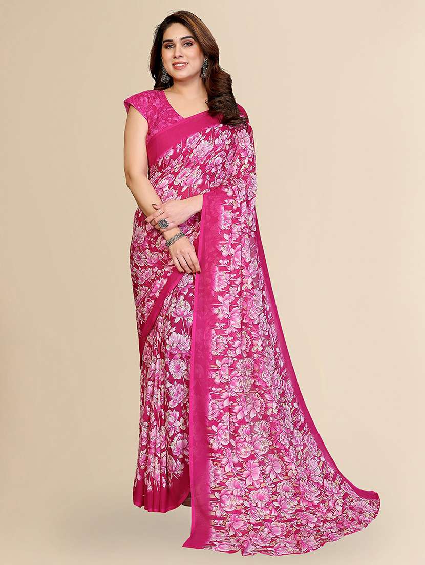 women printed casual wear saree with blouse