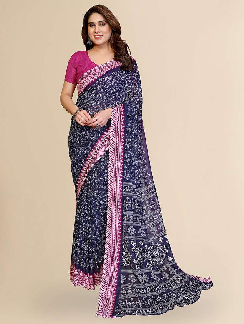 women printed casual wear saree with blouse