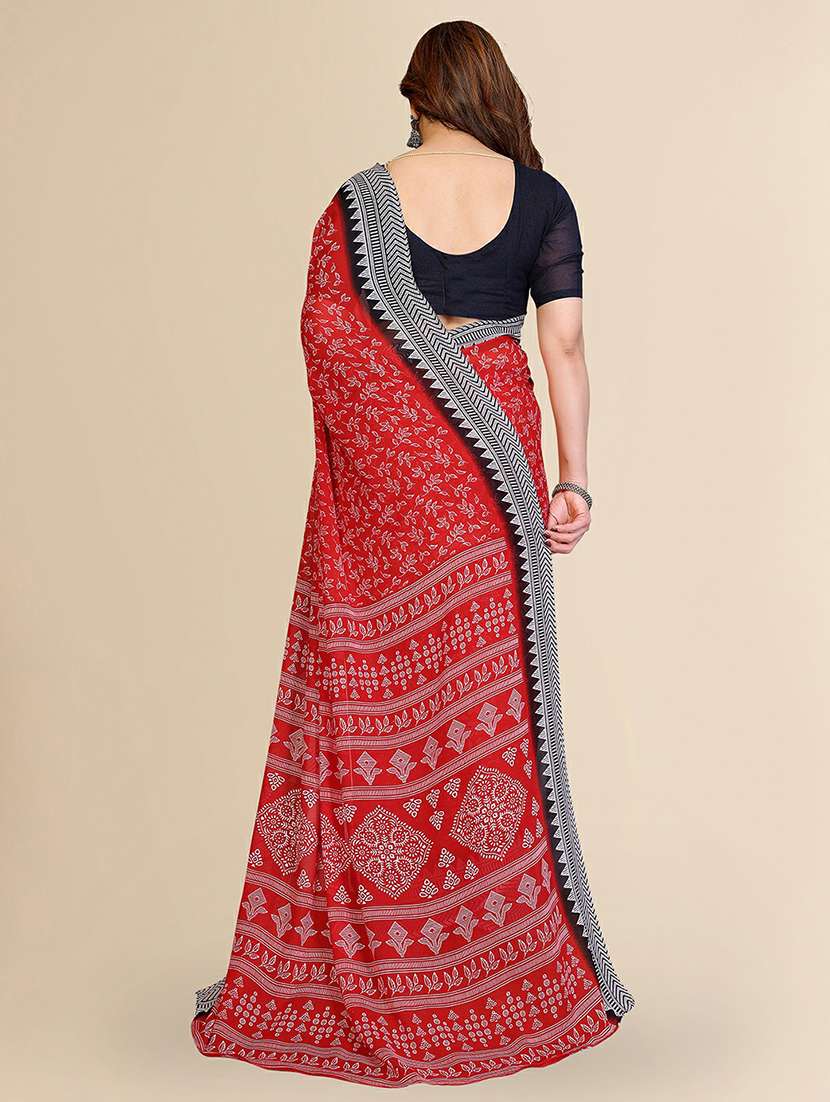 women printed casual wear saree with blouse - 22384224 -  Standard Image - 3