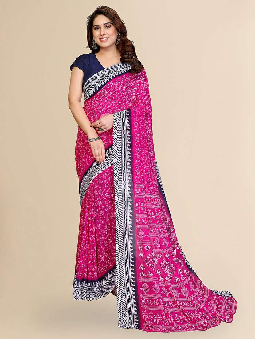 women printed casual wear saree with blouse