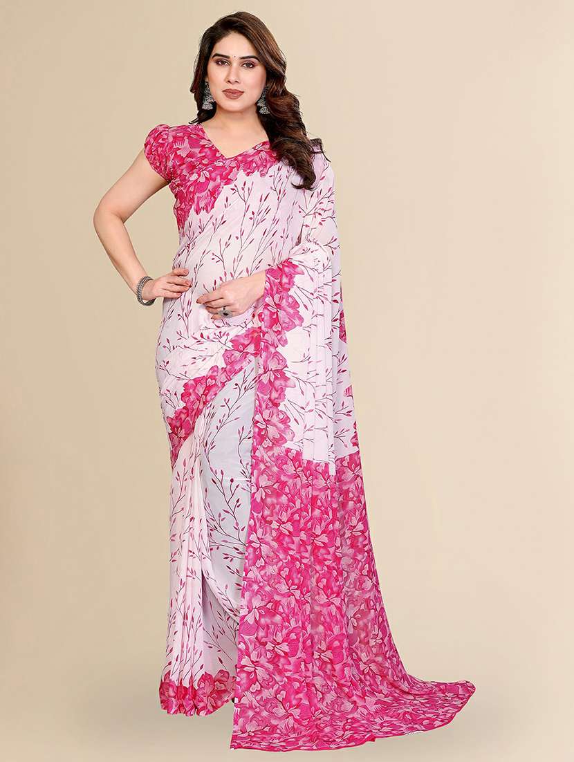 women printed casual wear saree with blouse