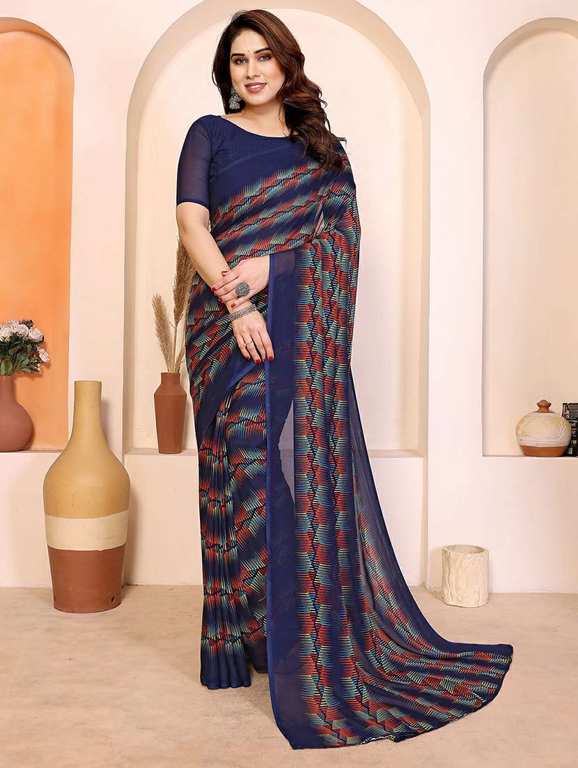 women printed casual wear saree with blouse