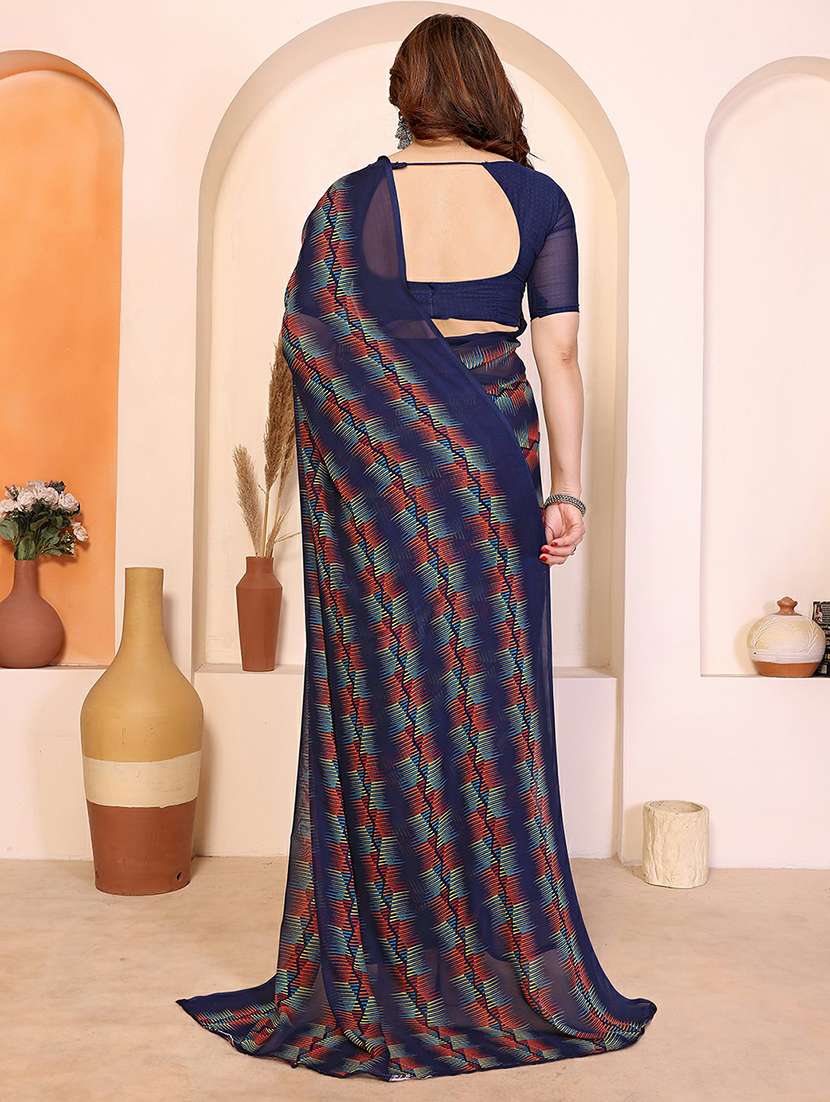 women printed casual wear saree with blouse - 22384231 -  Standard Image - 3