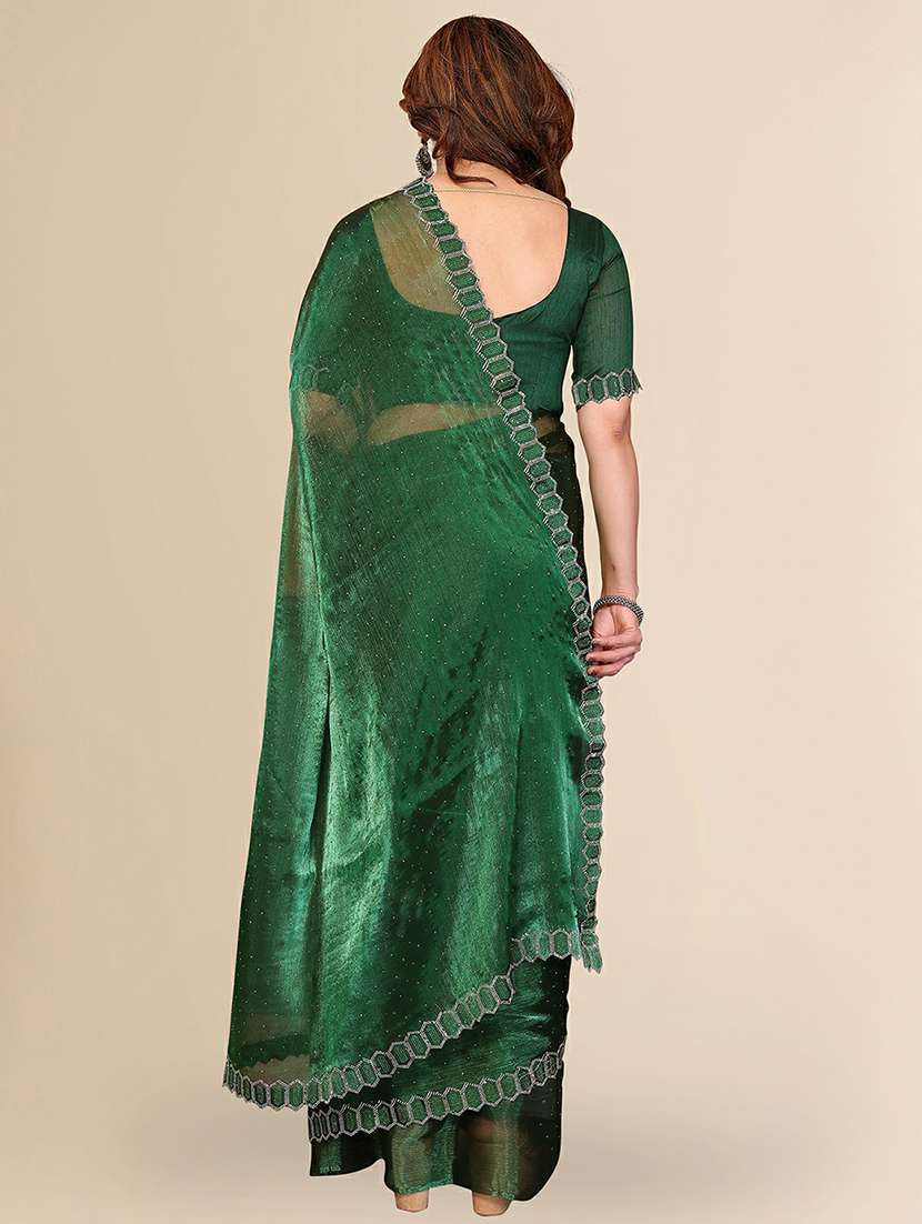 women solid with work embellished saree with blouse - 22384241 -  Standard Image - 3