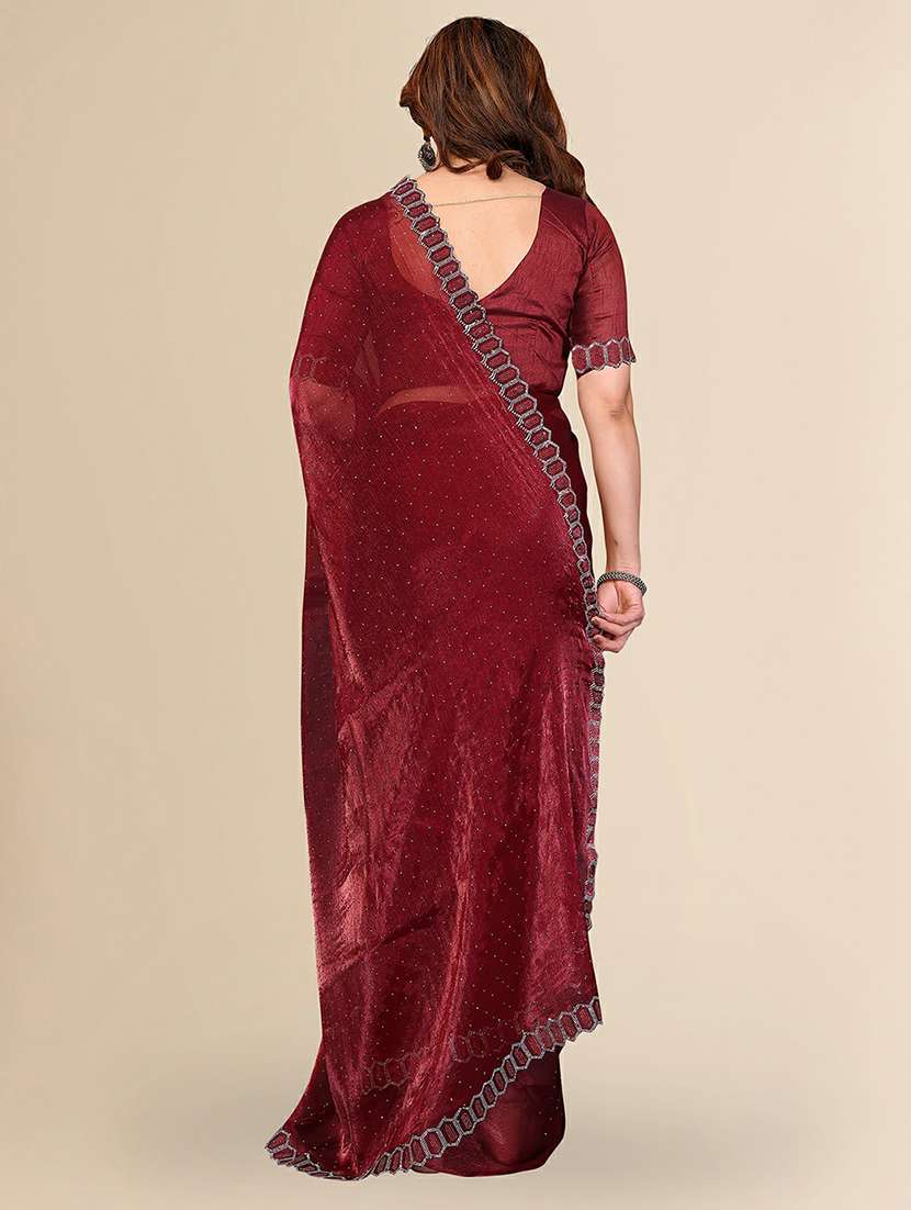 women solid with work embellished saree with blouse - 22384243 -  Standard Image - 3