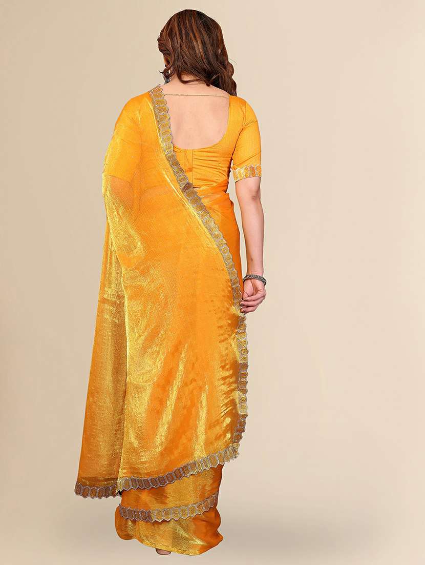 women solid with work embellished saree with blouse - 22384245 -  Standard Image - 3