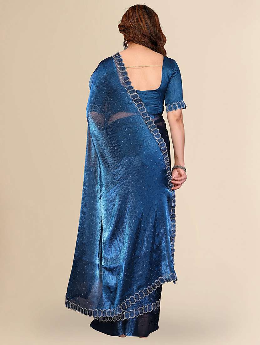 women solid with work embellished saree with blouse - 22384248 -  Standard Image - 3