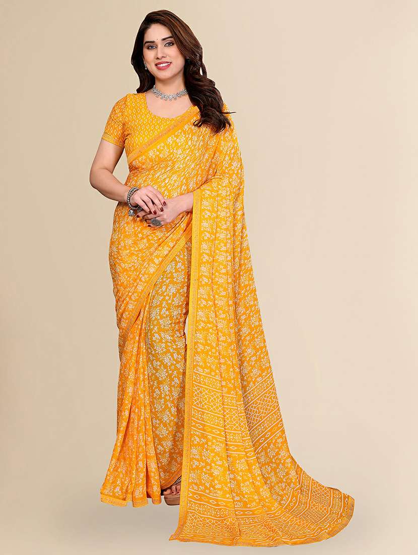 women printed casual wear saree with blouse