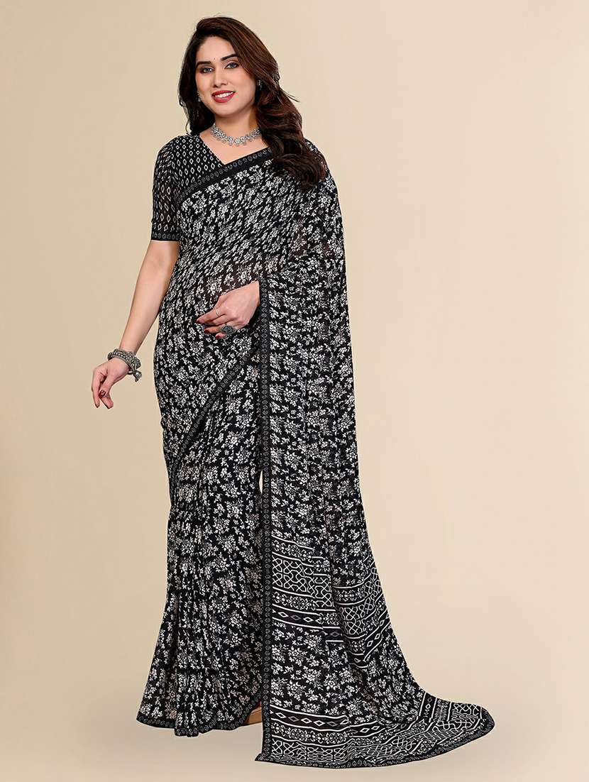 women printed casual wear saree with blouse