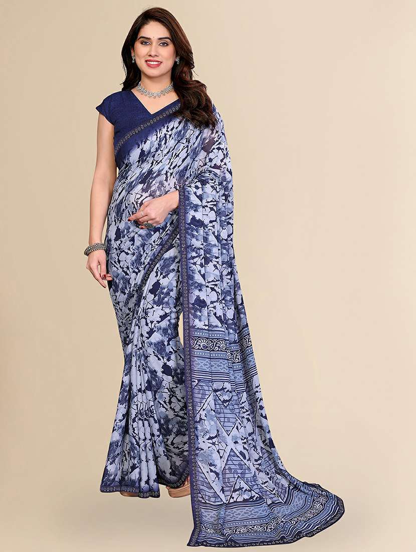 women printed casual wear saree with blouse