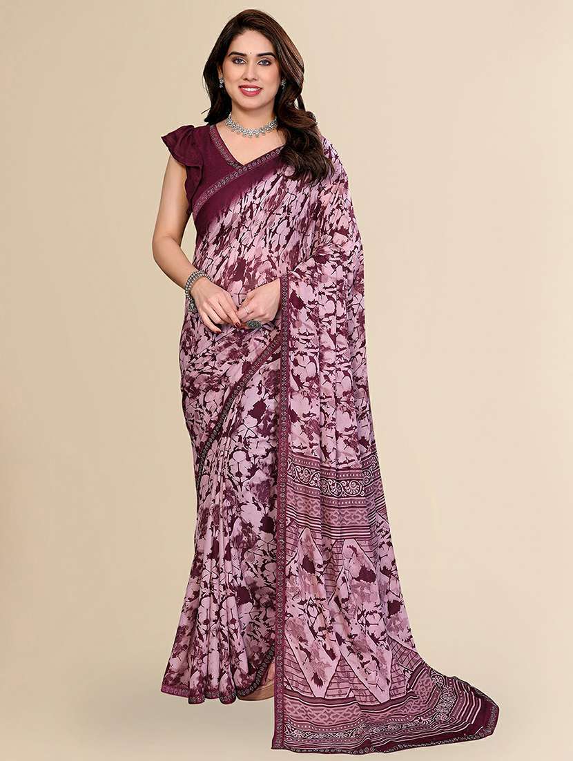 women printed casual wear saree with blouse