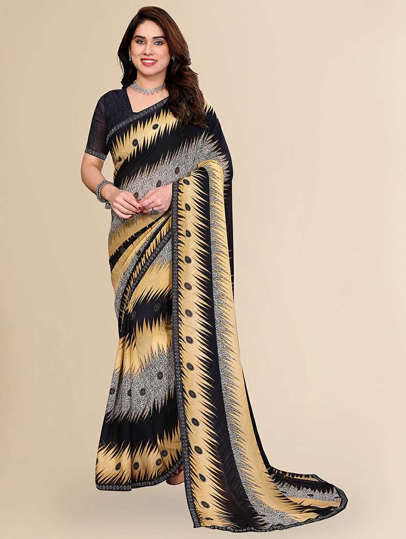 women printed casual wear saree with blouse