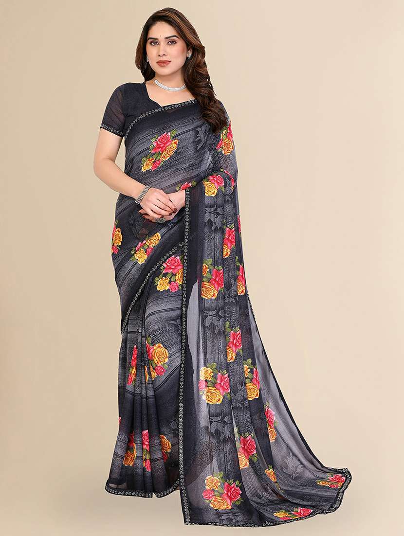 women printed casual wear saree with blouse