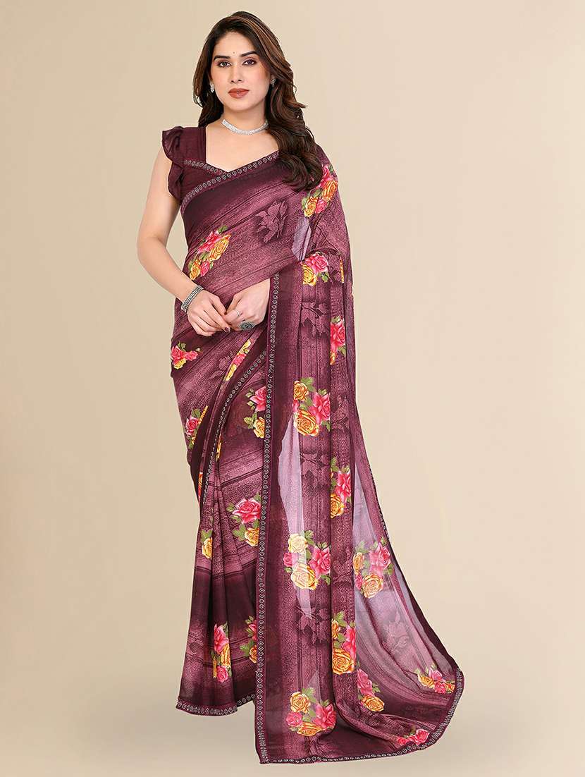 women printed casual wear saree with blouse