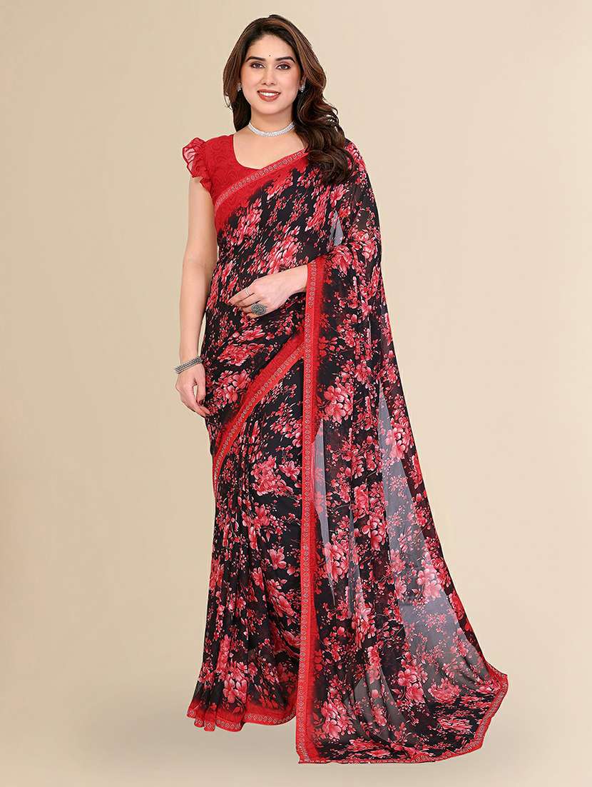 women printed casual wear saree with blouse