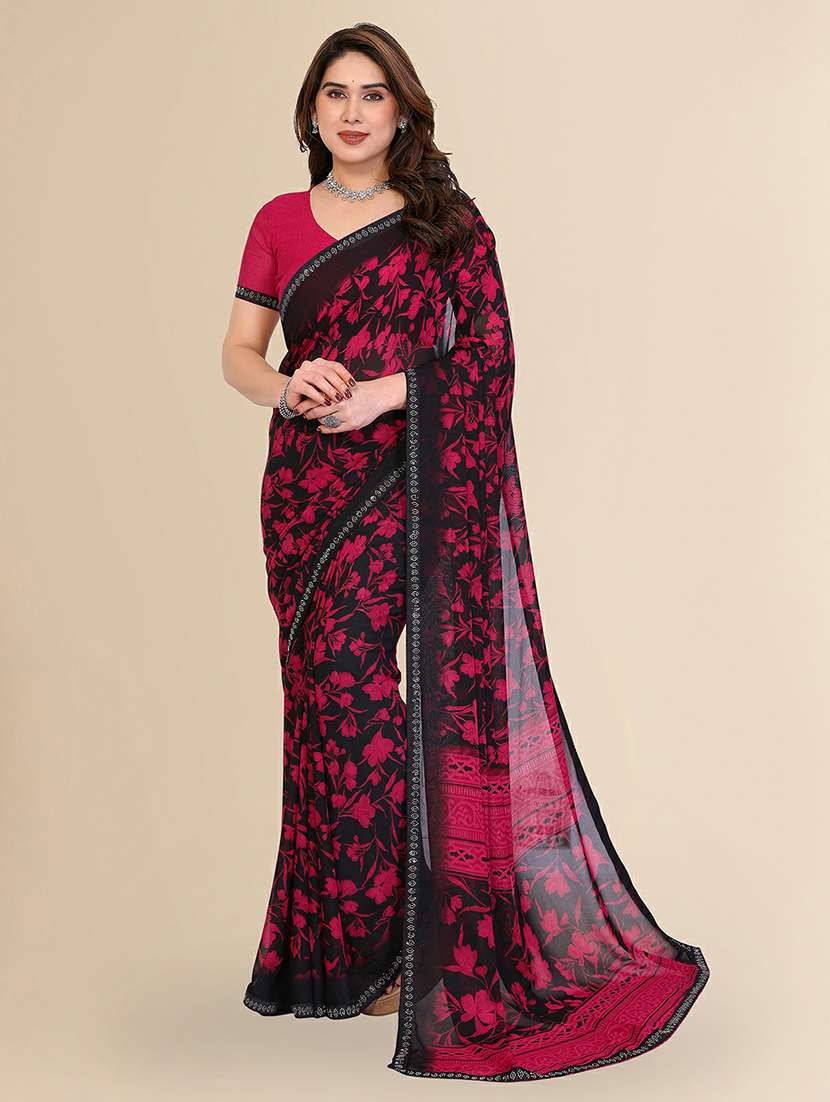 women printed casual wear saree with blouse