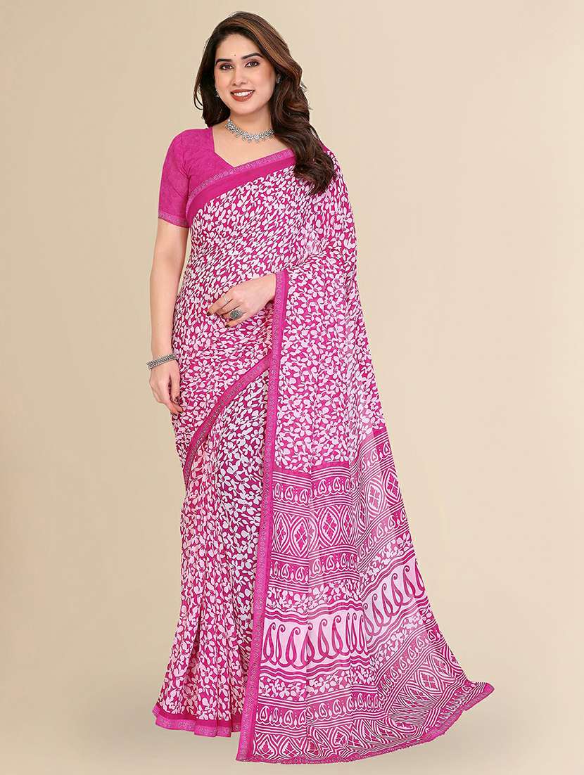 women printed casual wear saree with blouse