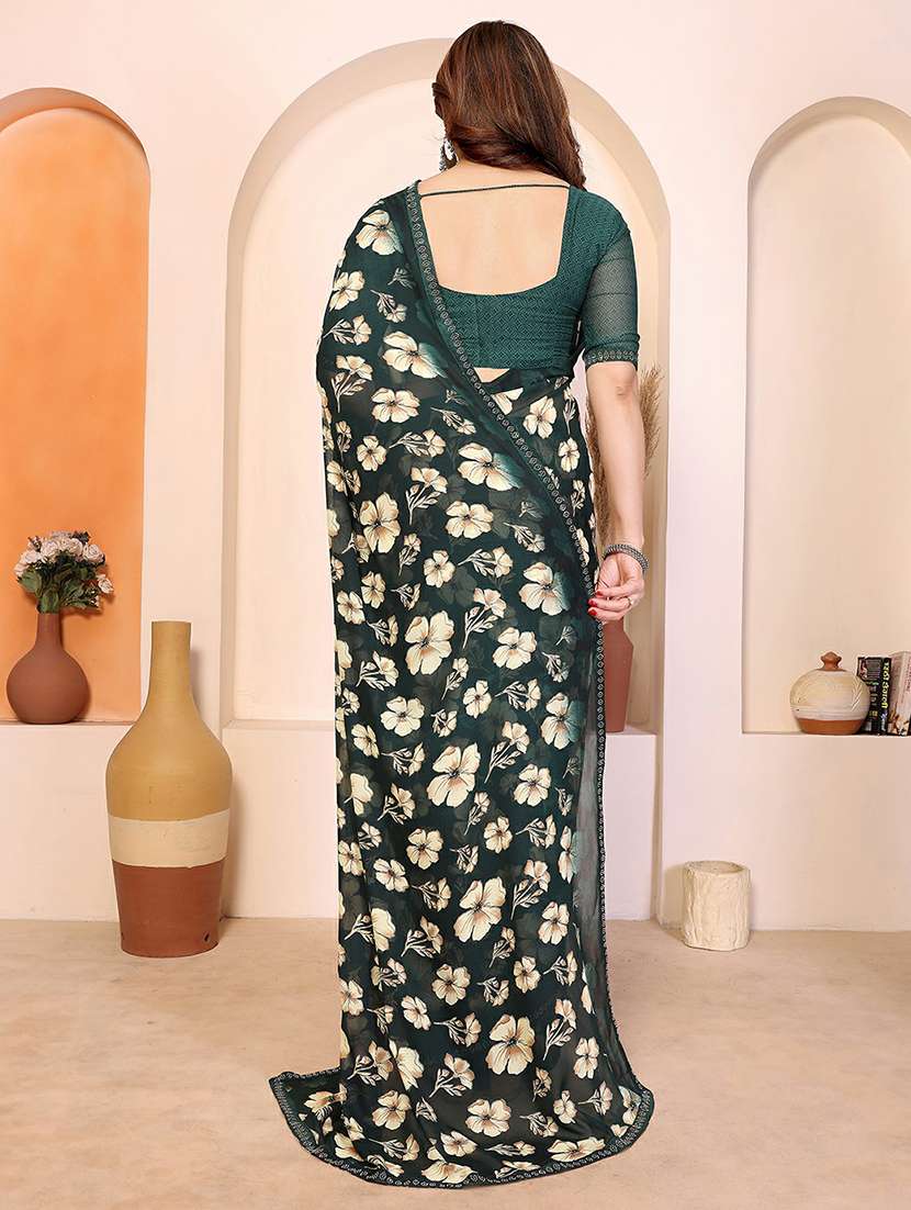 women printed casual wear saree with blouse - 22384285 -  Standard Image - 3