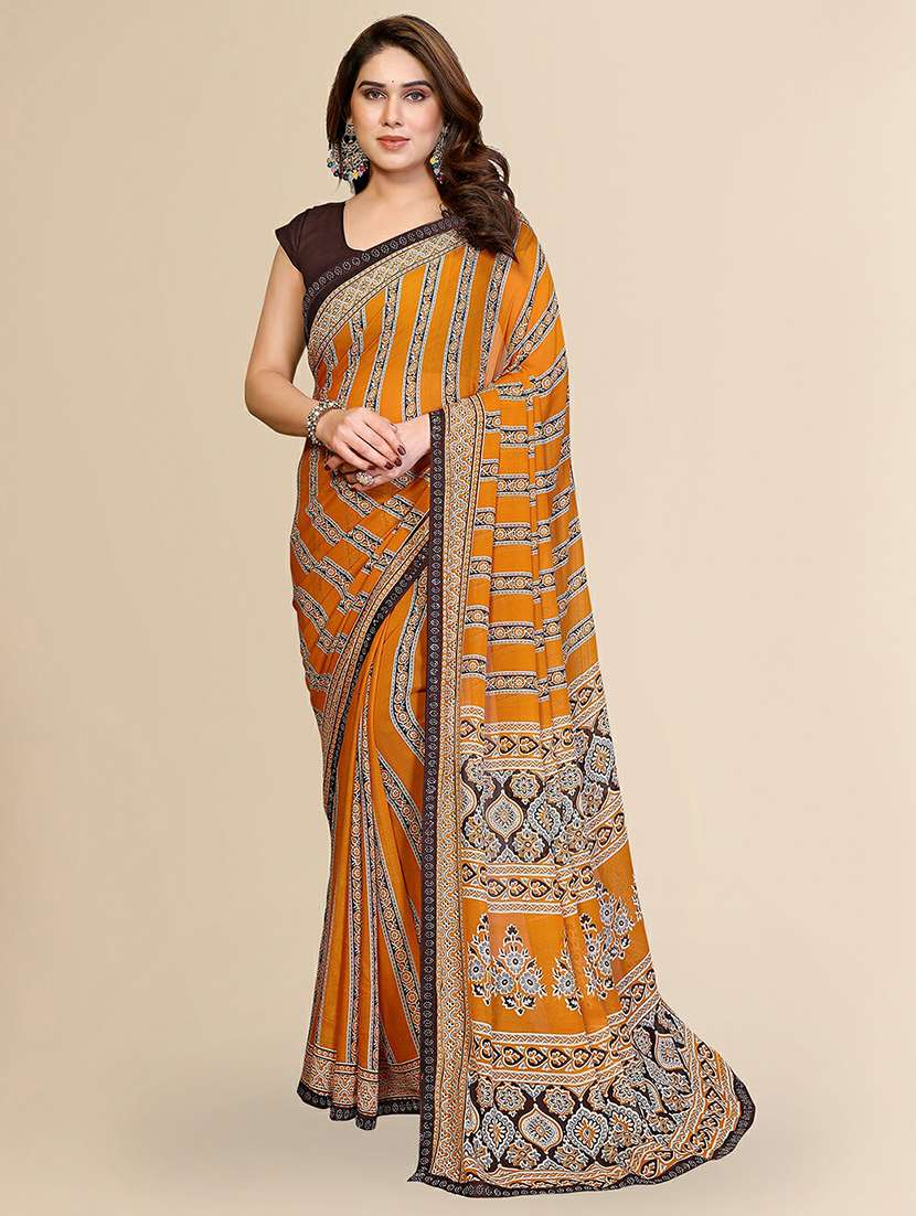 women printed casual wear saree with blouse