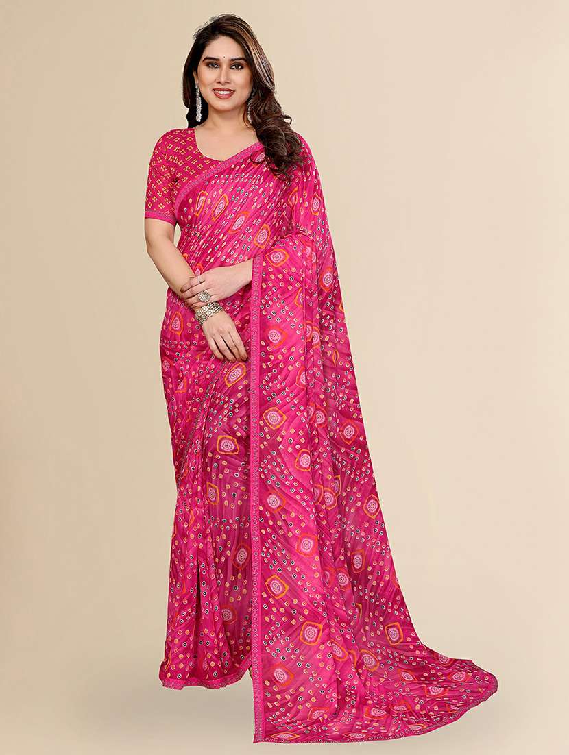 women printed casual wear saree with blouse