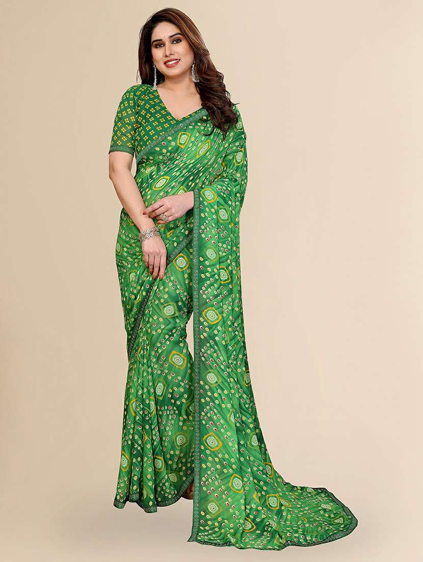 women printed casual wear saree with blouse