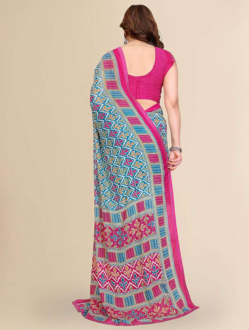 women printed casual wear saree with blouse - 22384298 -  Standard Image - 3