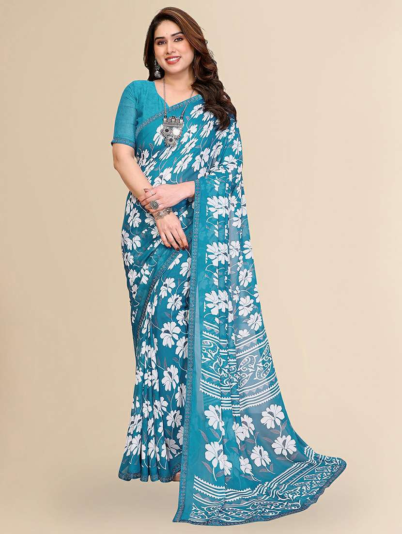 women printed casual wear saree with blouse
