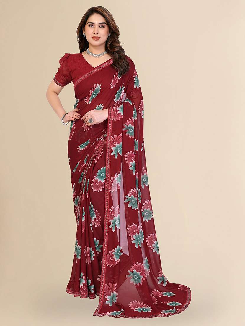 women printed casual wear saree with blouse