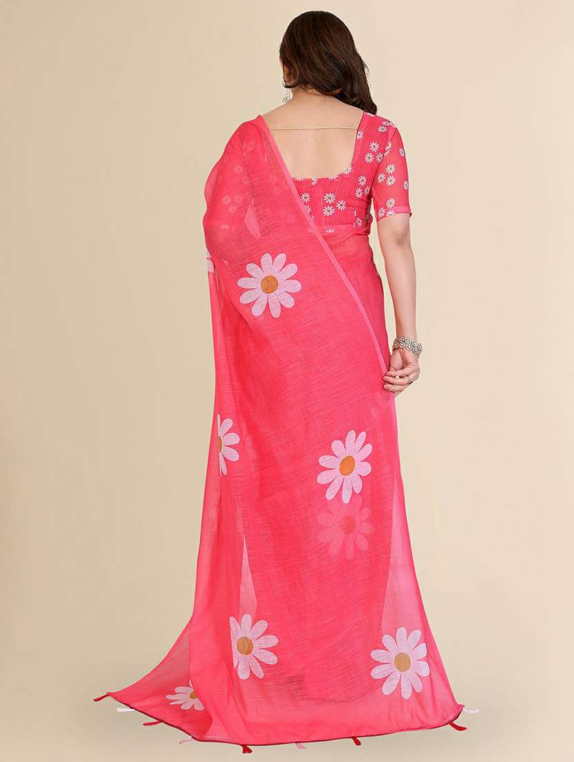 women printed casual wear saree with blouse - 22384321 -  Standard Image - 3