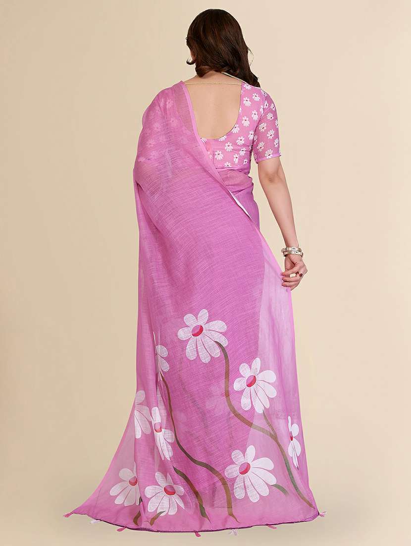 women printed casual wear saree with blouse - 22384325 -  Standard Image - 3