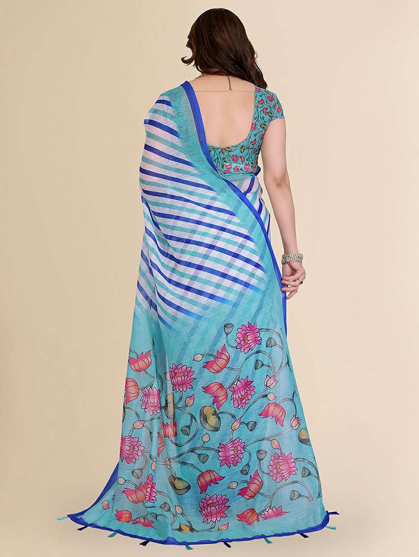 women printed casual wear saree with blouse - 22384327 -  Standard Image - 3