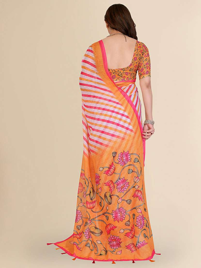 women printed casual wear saree with blouse - 22384328 -  Standard Image - 3