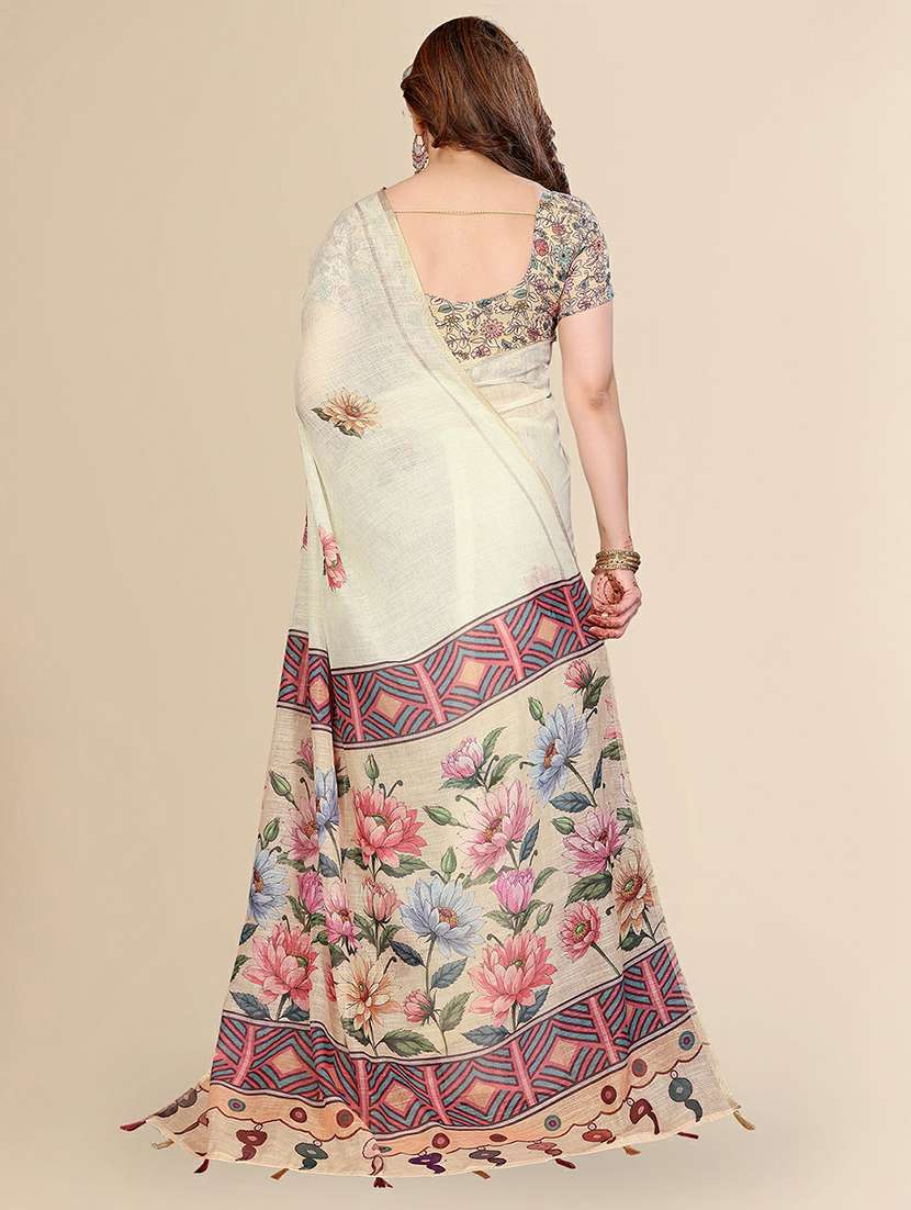 women printed casual wear saree with blouse - 22384333 -  Standard Image - 3