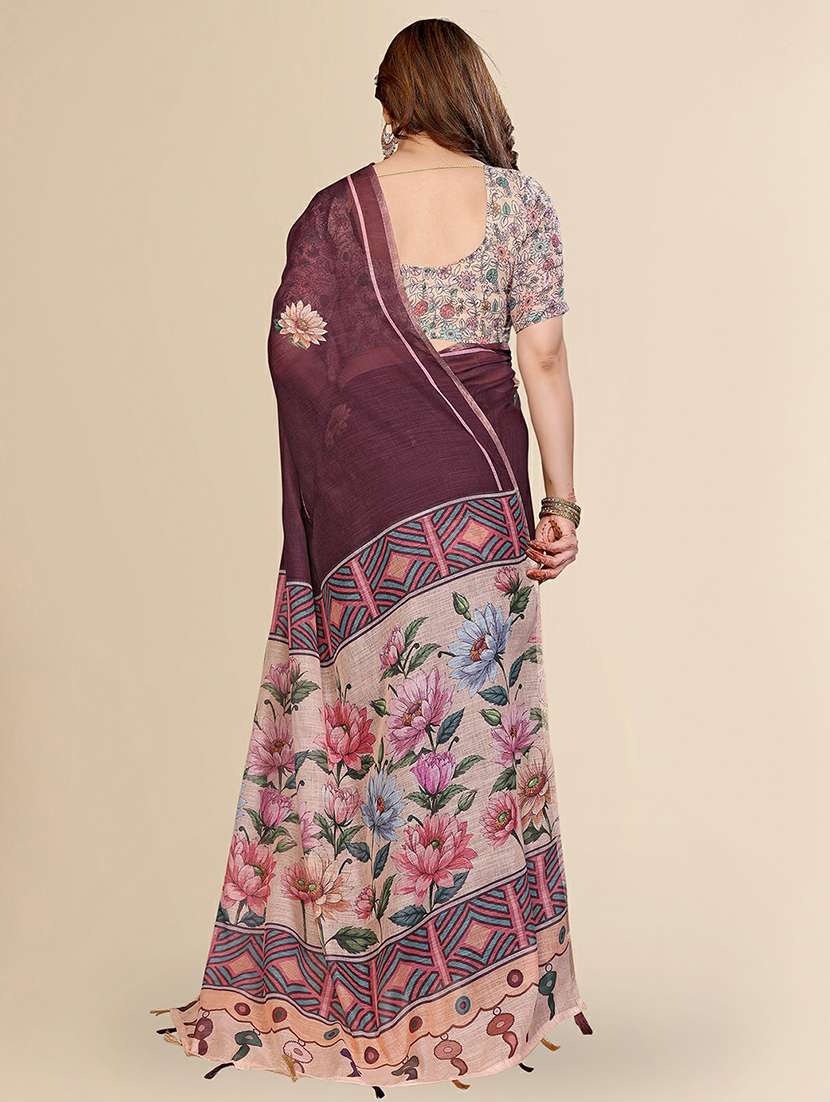 women printed casual wear saree with blouse - 22384334 -  Standard Image - 3