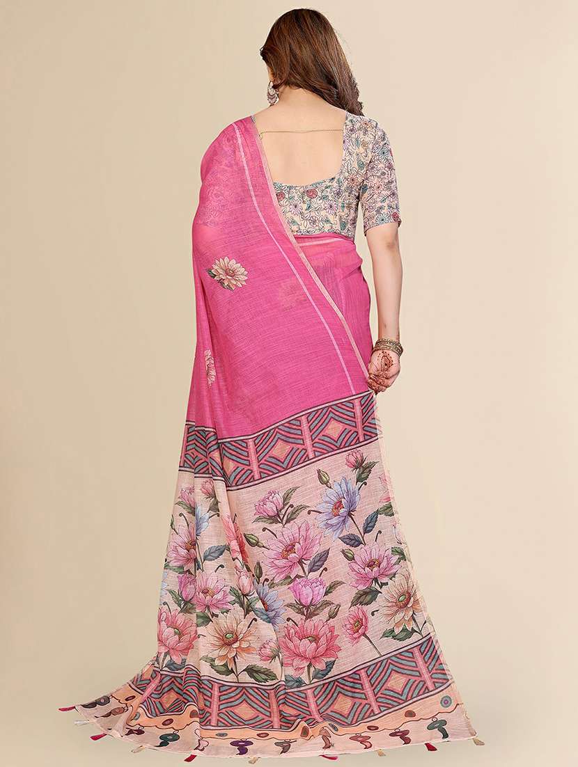 women printed casual wear saree with blouse - 22384335 -  Standard Image - 3