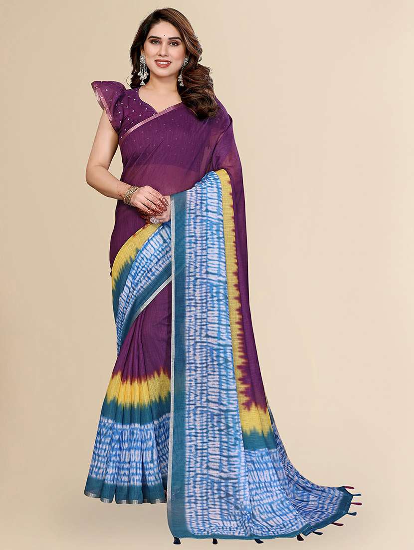 women printed casual wear saree with blouse