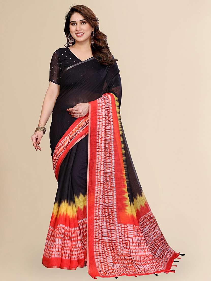 women printed casual wear saree with blouse